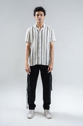 Woven Striped Button-Down Shirt